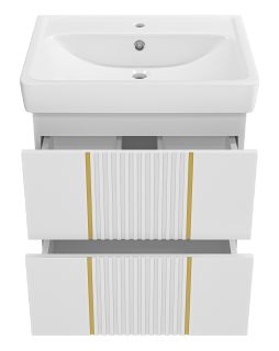 Подвесная тумба под раковину Brevita Vega VEG-09060-0102Я 60см белый/золото